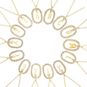 925 Sterling Silver Gold Tone Letter Pendant Necklace 80200443