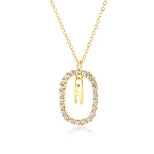 925 Sterling Silver Gold Tone Letter Pendant Necklace 80200443