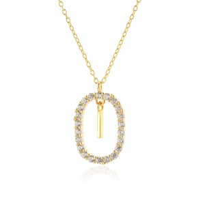 925 Sterling Silver Gold Tone Letter Pendant Necklace 80200443