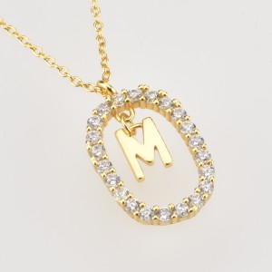 925 Sterling Silver Gold Tone Letter Pendant Necklace 80200443