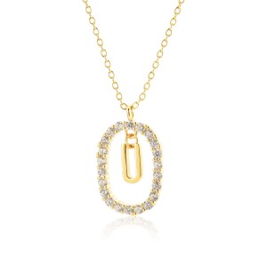 925 Sterling Silver Gold Tone Letter Pendant Necklace 80200443