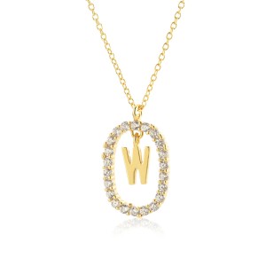 925 Sterling Silver Gold Tone Letter Pendant Necklace 80200443