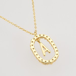 925 Sterling Silver Gold Tone Letter Pendant Necklace 80200443