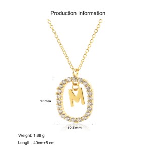 925 Sterling Silver Gold Tone Letter Pendant Necklace 80200443