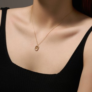 925 Sterling Silver Gold Tone Letter Pendant Necklace 80200443