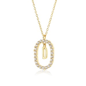925 Sterling Silver Gold Tone Letter Pendant Necklace 80200443
