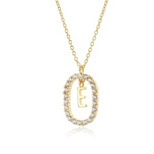 925 Sterling Silver Gold Tone Letter Pendant Necklace 80200443