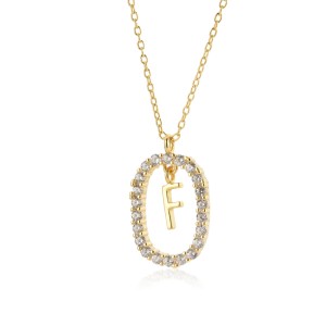 925 Sterling Silver Gold Tone Letter Pendant Necklace 80200443