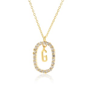 925 Sterling Silver Gold Tone Letter Pendant Necklace 80200443