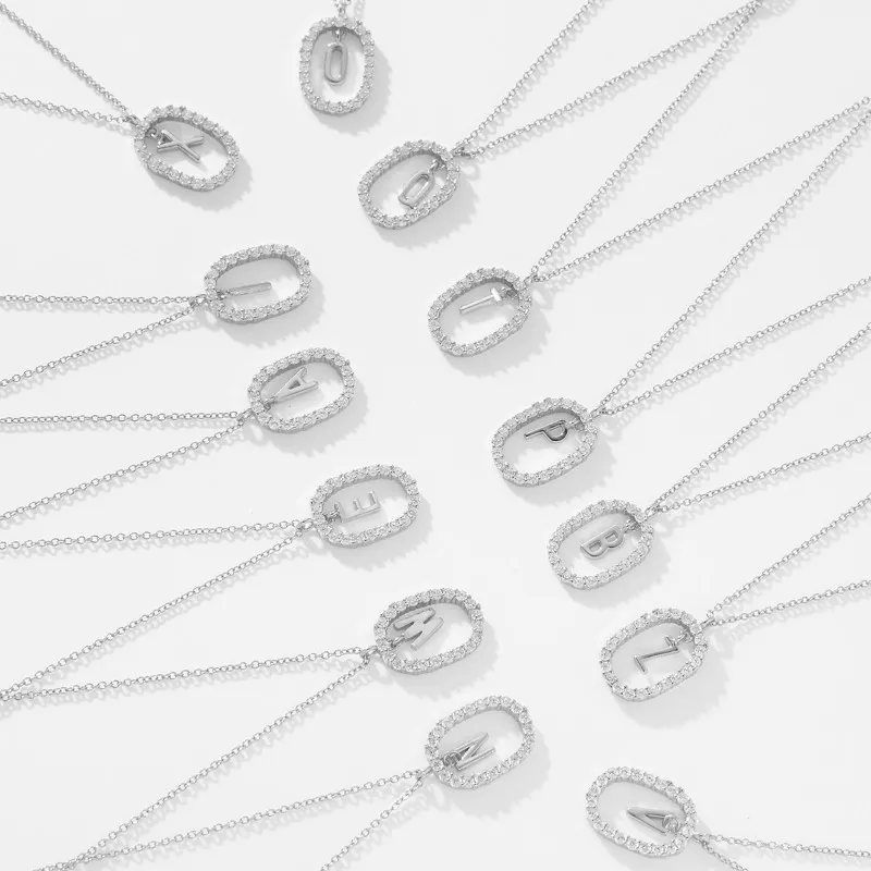 925 Sterling Silver Silver Tone Initial Letter Necklace 80200444