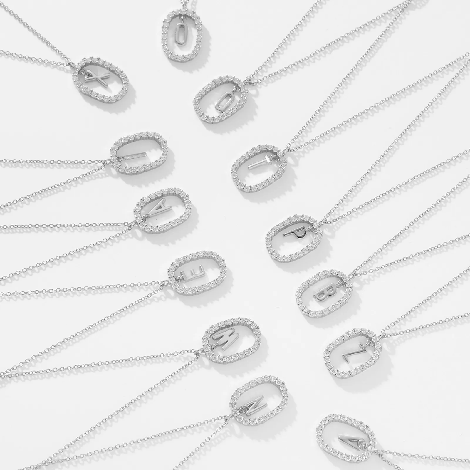 925 Sterling Silver Silver Tone Initial Letter Necklace 80200444