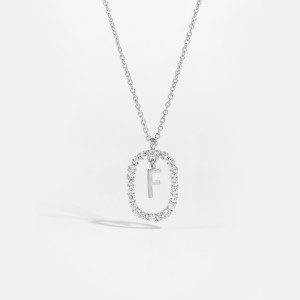 925 Sterling Silver Silver Tone Initial Letter Necklace 80200444
