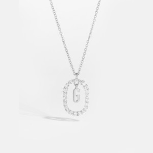 925 Sterling Silver Silver Tone Initial Letter Necklace 80200444