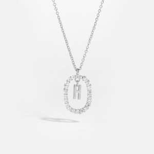 925 Sterling Silver Silver Tone Initial Letter Necklace 80200444