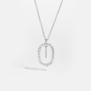 925 Sterling Silver Silver Tone Initial Letter Necklace 80200444