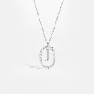 925 Sterling Silver Silver Tone Initial Letter Necklace 80200444