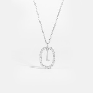 925 Sterling Silver Silver Tone Initial Letter Necklace 80200444
