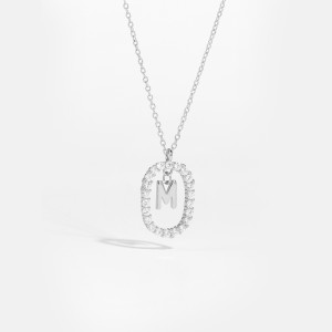 925 Sterling Silver Silver Tone Initial Letter Necklace 80200444