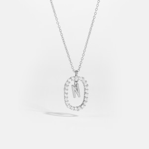 925 Sterling Silver Silver Tone Initial Letter Necklace 80200444