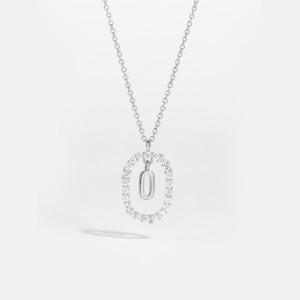 925 Sterling Silver Silver Tone Initial Letter Necklace 80200444
