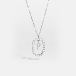 925 Sterling Silver Silver Tone Initial Letter Necklace 80200444