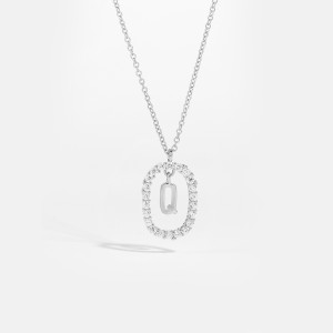 925 Sterling Silver Silver Tone Initial Letter Necklace 80200444