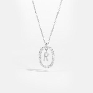 925 Sterling Silver Silver Tone Initial Letter Necklace 80200444