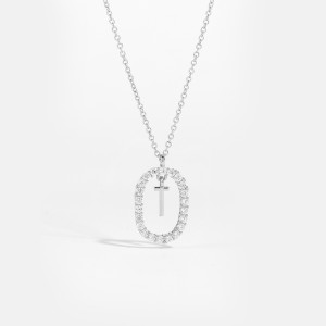 925 Sterling Silver Silver Tone Initial Letter Necklace 80200444