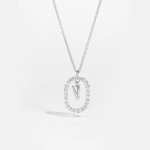 925 Sterling Silver Silver Tone Initial Letter Necklace 80200444