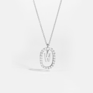 925 Sterling Silver Silver Tone Initial Letter Necklace 80200444