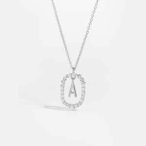 925 Sterling Silver Silver Tone Initial Letter Necklace 80200444