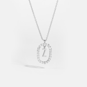 925 Sterling Silver Silver Tone Initial Letter Necklace 80200444