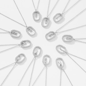 925 Sterling Silver Silver Tone Initial Letter Necklace 80200444