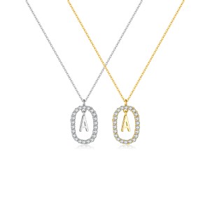 925 Sterling Silver Silver Tone Initial Letter Necklace 80200444