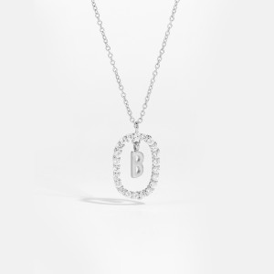 925 Sterling Silver Silver Tone Initial Letter Necklace 80200444