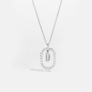 925 Sterling Silver Silver Tone Initial Letter Necklace 80200444