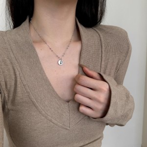 925 Sterling Silver Zirconia Letter Pendant Necklace 80200445 925 Sterling Silver Zirconia Letter Pendant Necklace 80200445