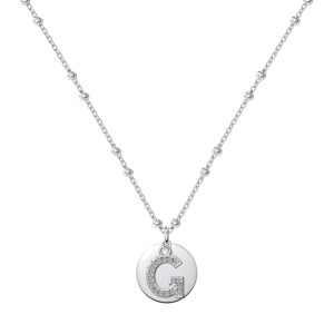 925 Sterling Silver Zirconia Letter Pendant Necklace 80200445 925 Sterling Silver Zirconia Letter Pendant Necklace 80200445
