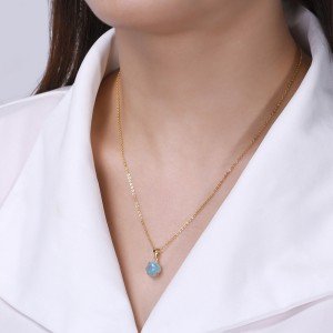 925 Sterling Silver Natural Aquamarine Pendant Necklace 80200446 925 Sterling Silver Natural Aquamarine Pendant Necklace 80200446