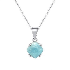 925 Sterling Silver Natural Aquamarine Pendant Necklace 80200446 925 Sterling Silver Natural Aquamarine Pendant Necklace 80200446