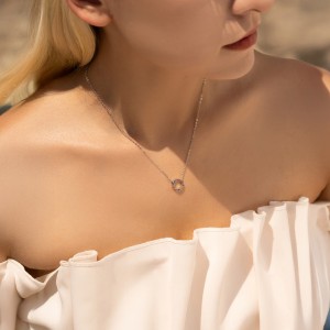 925 Sterling Silver Rainbow Circle Pendant Necklace 80200449