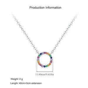 925 Sterling Silver Rainbow Circle Pendant Necklace 80200449