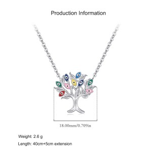 925 Sterling Silver Eye Leaf Tree Pendant Necklace 80200451
