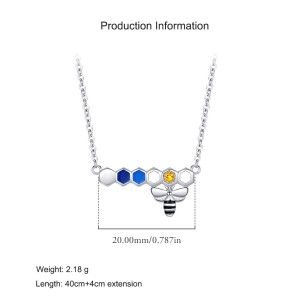 925 Sterling Silver Bee Pendant Necklace 80200454