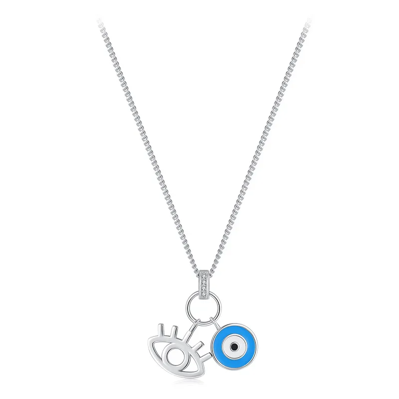 925 Sterling Silver Blue Evil Eye Pendant Necklace 80200455
