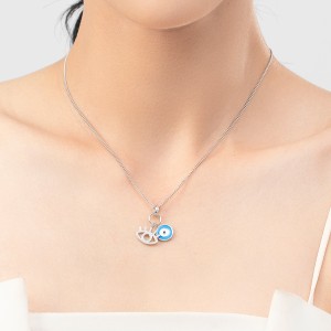 925 Sterling Silver Blue Evil Eye Pendant Necklace 80200455