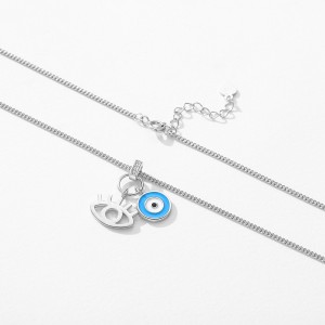 925 Sterling Silver Blue Evil Eye Pendant Necklace 80200455
