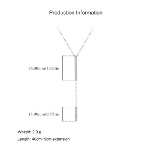 925 Sterling Silver Y-Shaped Long CZ Necklace 80200456