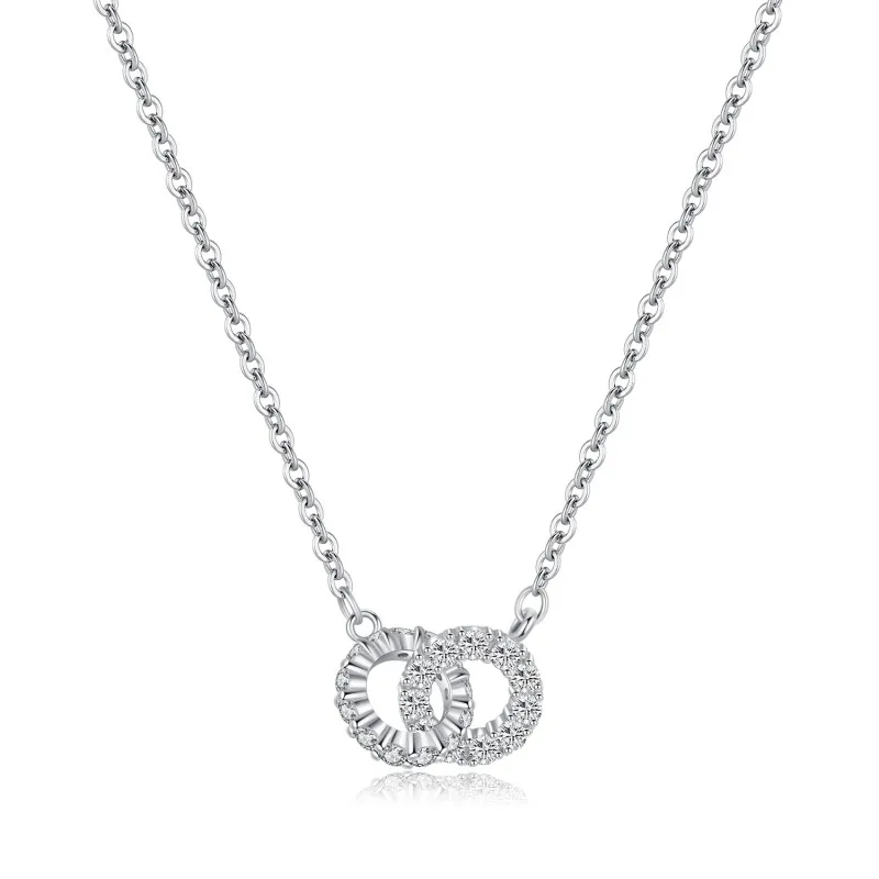 925 Sterling Silver Interlocking Circle Pendant Necklace 80200457