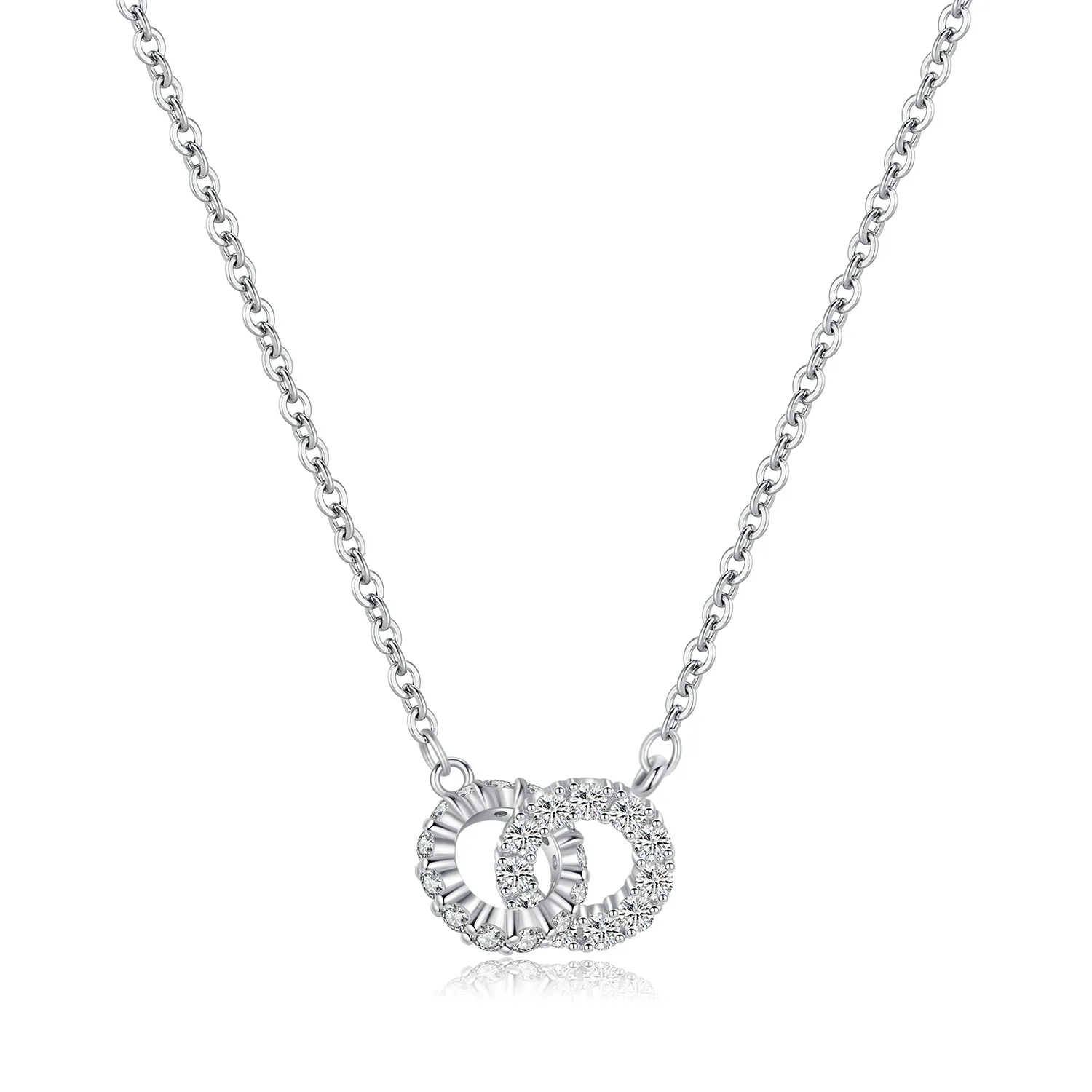 925 Sterling Silver Interlocking Circle Pendant Necklace 80200457